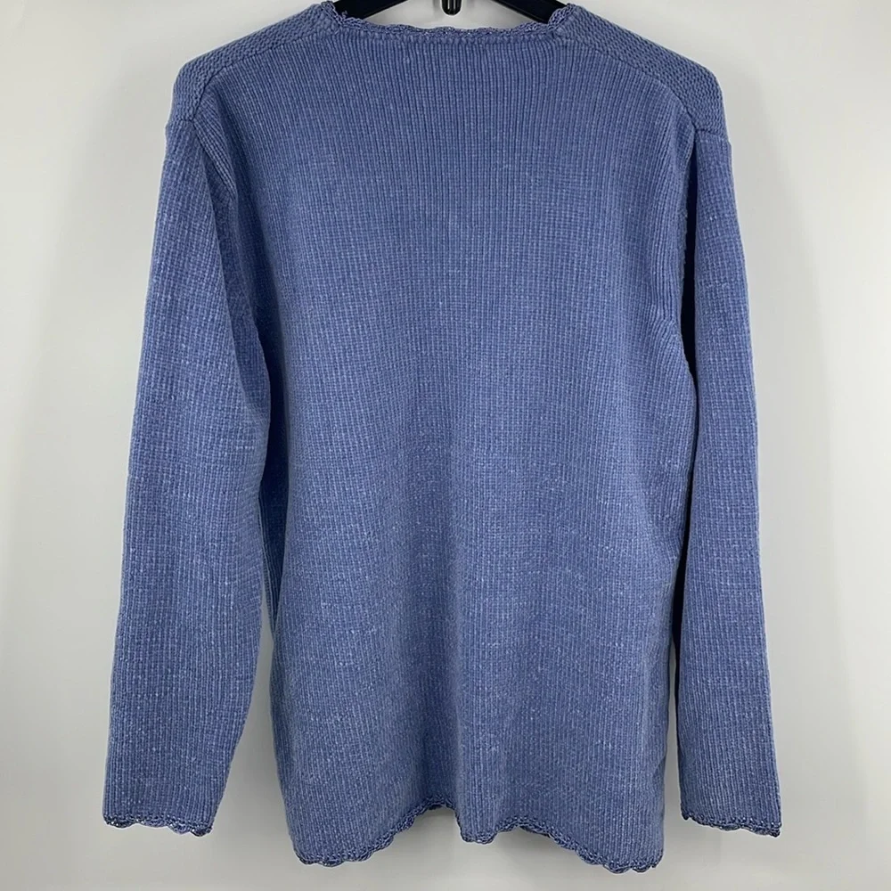 Vintage Carolyn Taylor Embroidered Floral Knit Sweater Size Large